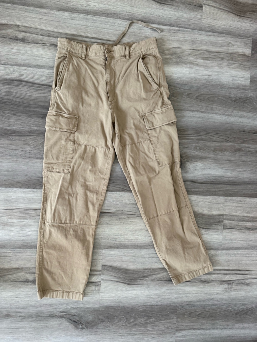 Uniqlo Tan Cargo Pants with Drawstring Waist